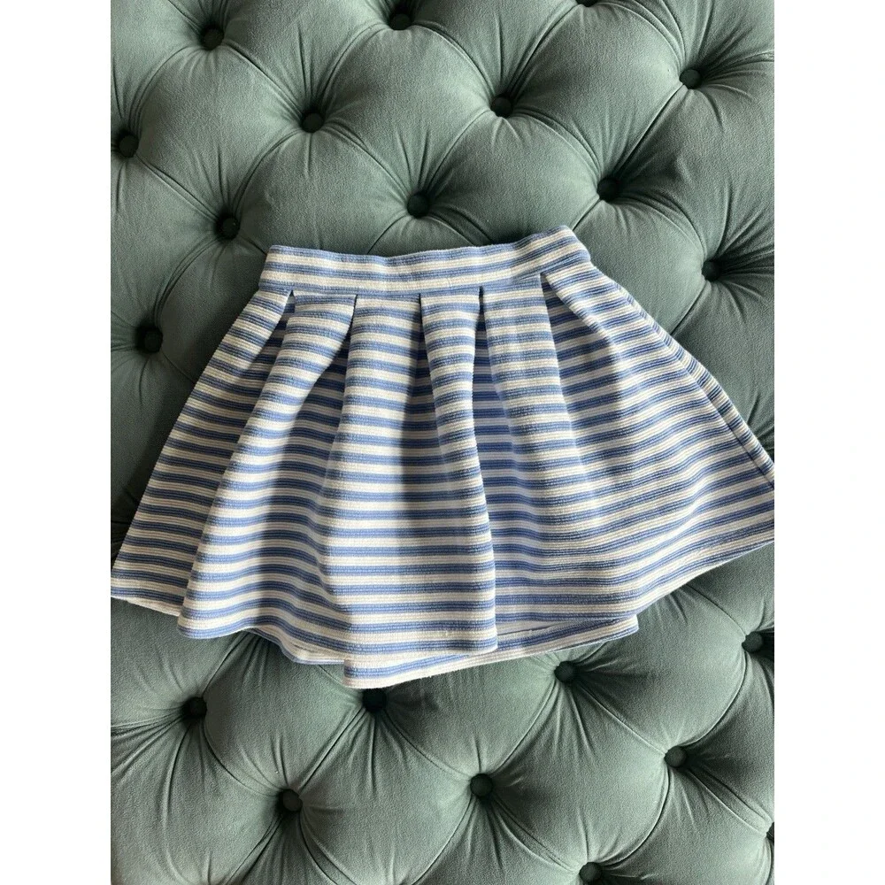 Gymboree skirt girl’s 8 Spring Prep white blue stripe pleat **READ**